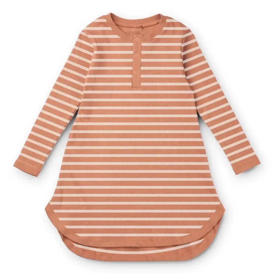 Koszula nocna Alva - Stripe Tuscany rose, Sandy / Liewood