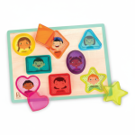 Peek & Explore - Shapes & Emotions : drewniana układanka kształty i emocje z kolorowym filtrem / B.Toys