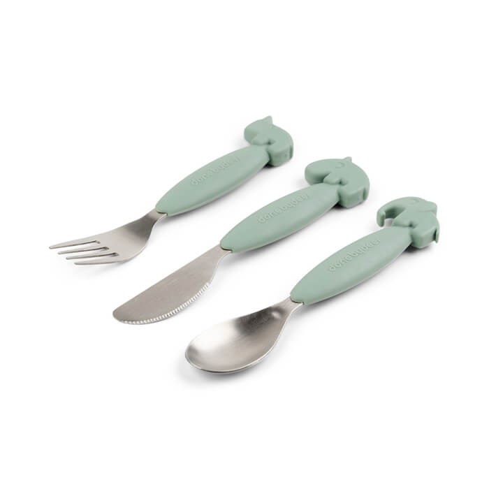 Sztućce dla dziecka Easy-Grip - Green / Done by Deer