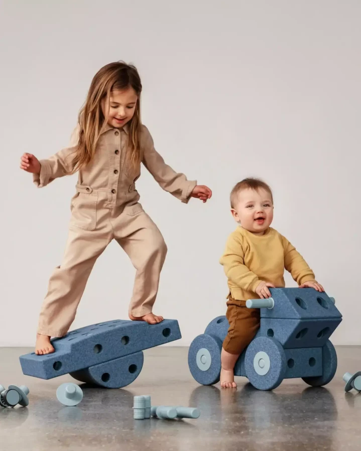 Kreatywne klocki rozwijające motorykę dużą, Dreamer kit 12 in 1 – Deep blue, Sky blue / MODU