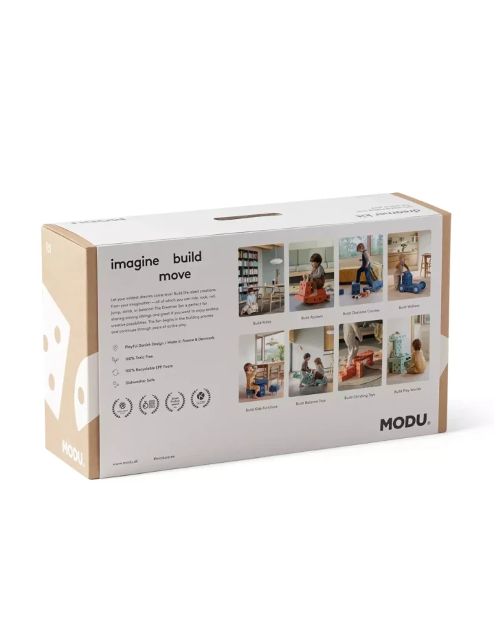 Kreatywne klocki rozwijające motorykę dużą, Dreamer kit 12 in 1 – Deep blue, Sky blue / MODU