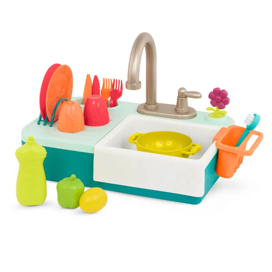Zlewozmywak z działającym kranem i akcesoriami / B.Toys