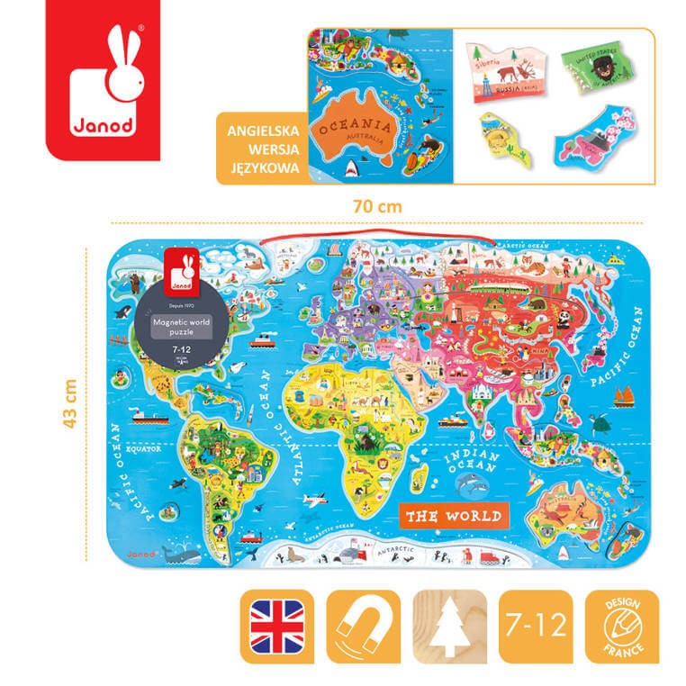 Puzzle magnetyczne Mapa świata / Janod