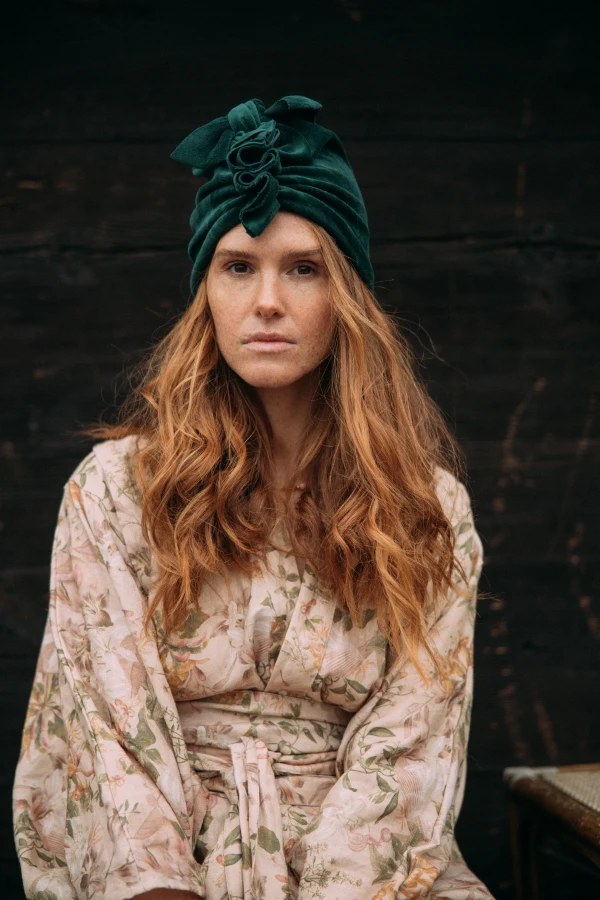 Turban Velvet Bottle Green / Looks by Luks