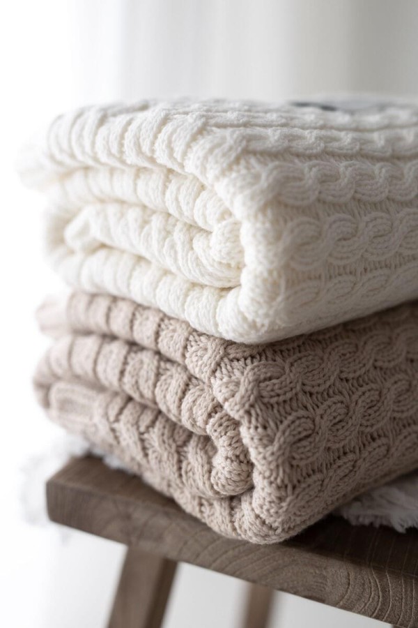 Ciepły kocyk ze 100% wełny merino cream - premium collection / My Memi
