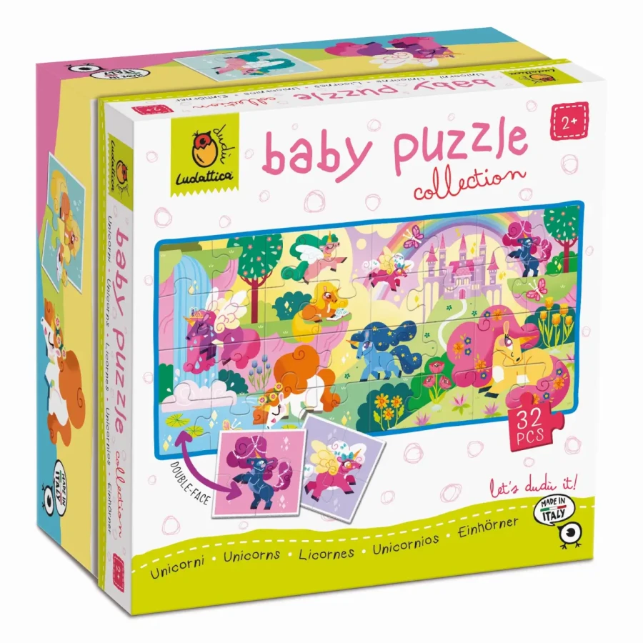 Baby puzzle - dwustronne puzzle dla najmłodszych - JEDNOROŻCE / Ludaticca