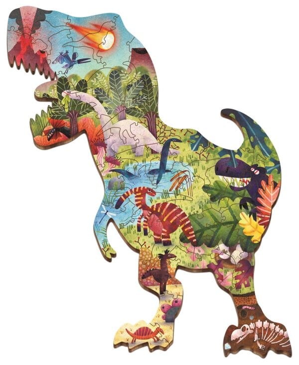 WOODY PUZZLE – drewniane puzzle konturowe – DINOZAURY / Ludattica