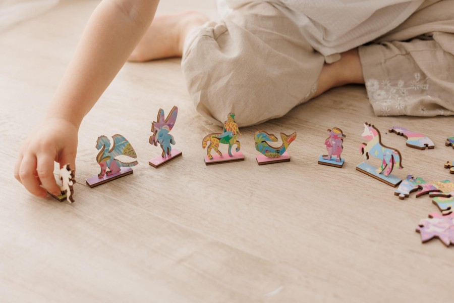 WOODY PUZZLE – drewniane puzzle konturowe – BAŚNIOWE POSTACI / Ludattica