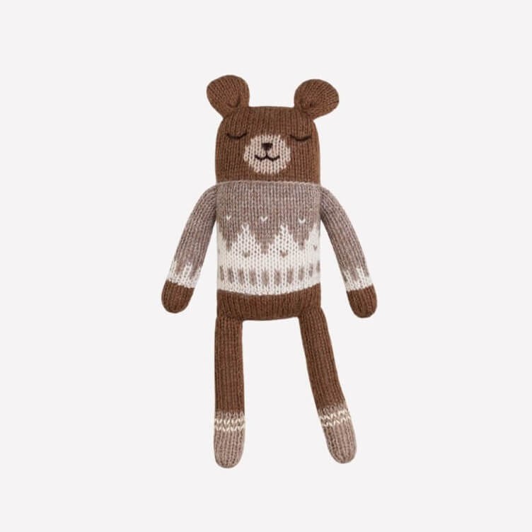 Dziergany miś z wełny alpaki - oat jacquard sweater / Main Sauvage