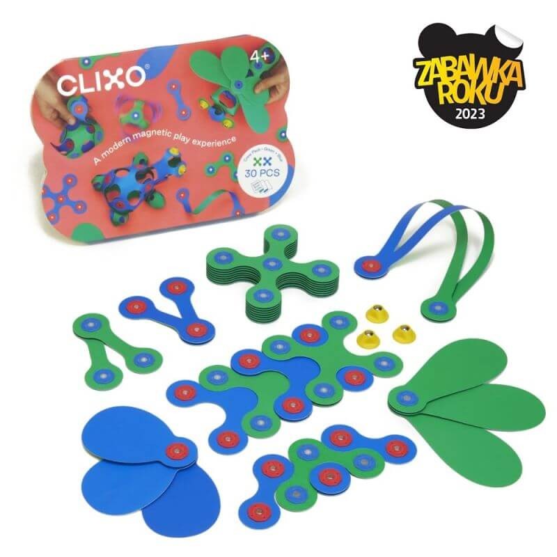 Układanka magnetyczna CLIXO Crew Pack, zielono-niebieska