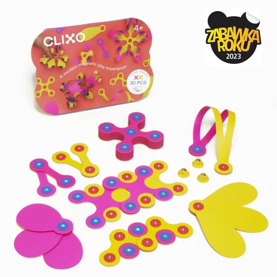 Układanka magnetyczna CLIXO Crew Pack, żółto-różowa