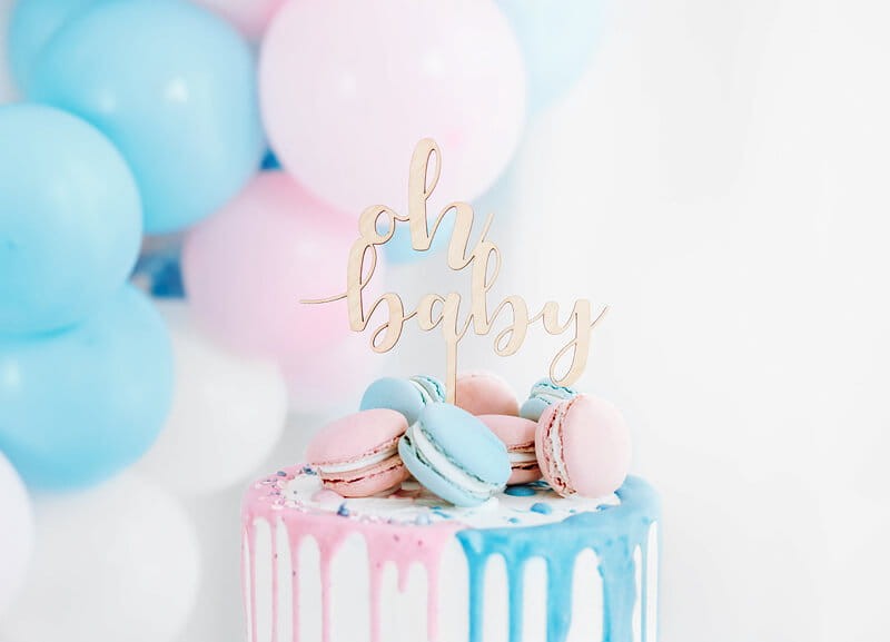 Topper drewniany Oh baby, 17cm / PartyDeco