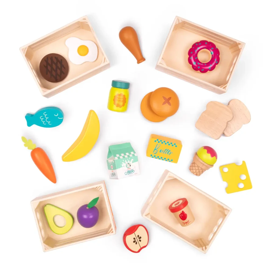 Little Foodie Groups – drewniane skrzyneczki z produktami spożywczymi / B.Toys