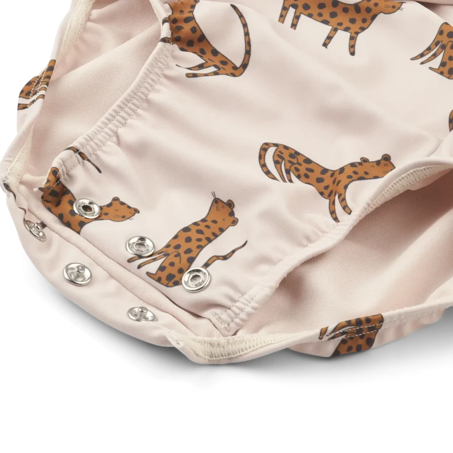 Kostium kąpielowy UV z długim rękawem Maxime - Leopard, sandy / Liewood