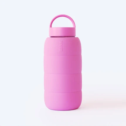 Szklana butelka do monitorowania dziennego nawodnienia Puffer Bottle - BUBBLEGUM / BINK