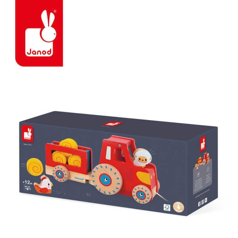 Drewniany traktor do ciągnięcia Farma / Janod