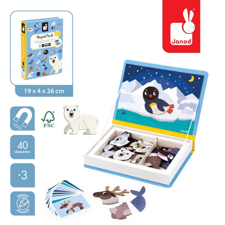 Magnetyczna układanka Zwierzęta polarne Magnetibook  / Janod