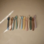 Łyżeczki sylikonowe do nauki samodzielnego jedzenia - Cambridge Blue, Shifting Sand / Mushie