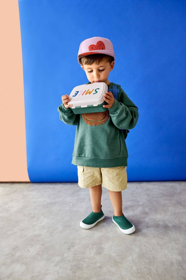 Zestaw na lunch: Lunchbox + Tritanowa butelka - bidon 460 ml Little Gang Smile - milky, ocean green / Lassig