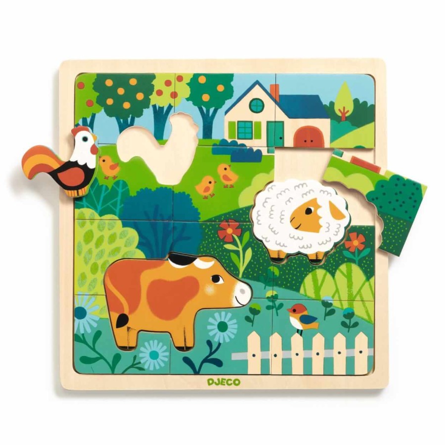 Edukacyjne puzzle drewniane FARMA / Djeco DJ01825