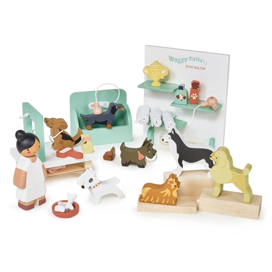 Drewniane figurki do zabawy - salon piękności dla psów / Tender Leaf Toys