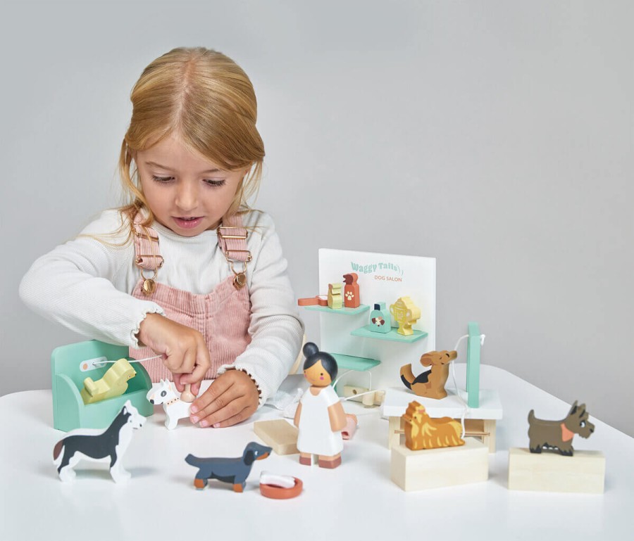 Drewniane figurki do zabawy - salon piękności dla psów / Tender Leaf Toys