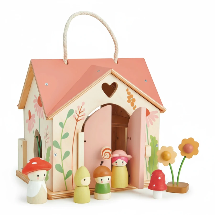 Przenośny, leśny domek z wyposażeniem i laleczkami / Tender Leaf Toys
