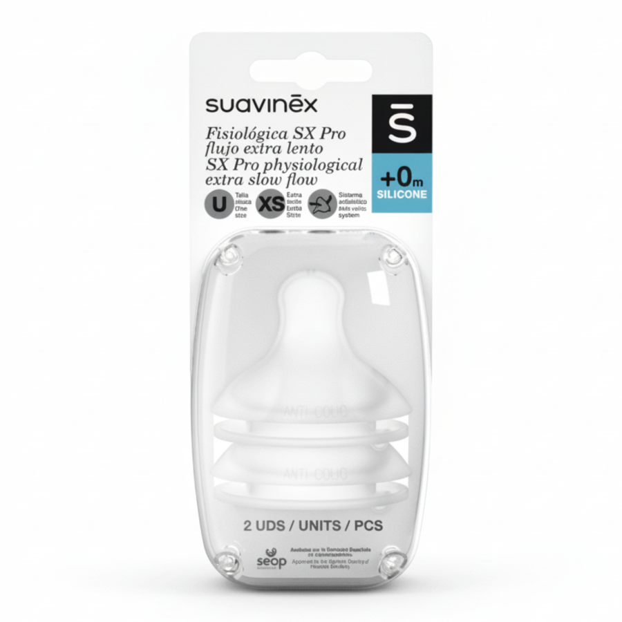 Smoczki do butelek SX PRO o ultra wolnym przepływie 0+, 2 szt. / Suavinex