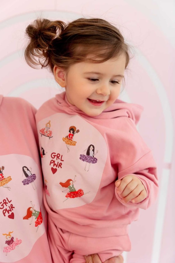 Bluza GRL POWER - jasny brudny róż / Manufaktura Falbanek