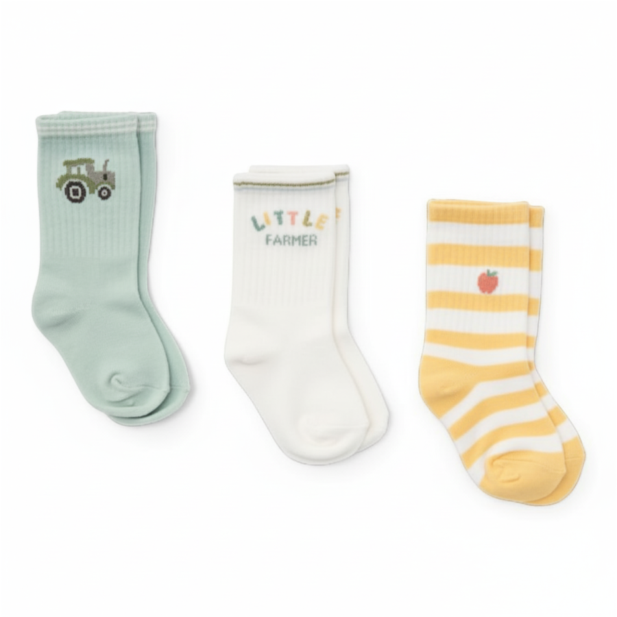 Skarpetki 3-pak: Farm Green, Sunny Stripes, Little Farmer / Little Dutch