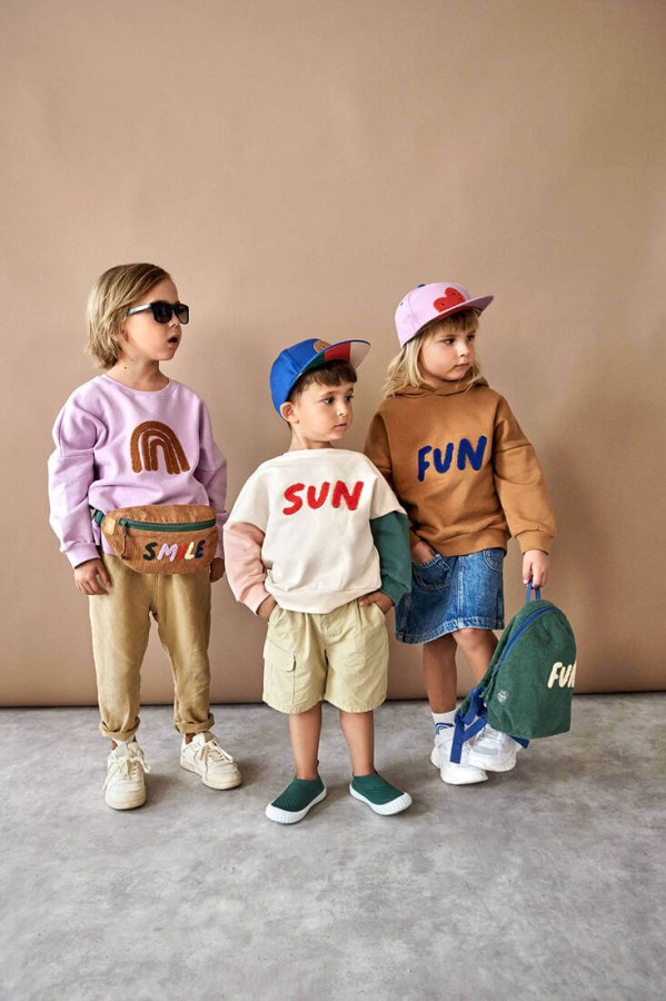 Bluza z bawełny organicznej GOTS Little Gang Sun milky / Lassig