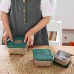 Pojemnik na przekąski snackbox ze stali nierdzewnej 3 szt. Happy Rascals Smile green / Lassig
