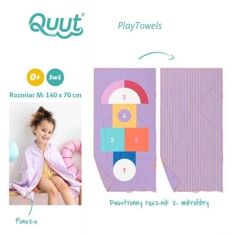 Dwustronny ręcznik plażowy PlayTowels - Hopscotch / QUUT