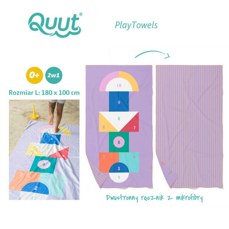 Dwustronny ręcznik plażowy PlayTowels - Hopscotch / QUUT