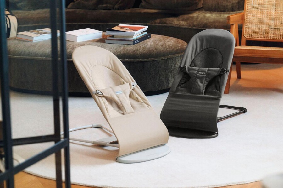 BABYBJORN - leżaczek BALANCE SOFT WOVEN, JERSEY Tri Fabric, Ciemny Szary