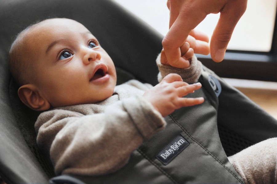 BABYBJORN - leżaczek BALANCE SOFT WOVEN, JERSEY Tri Fabric, Ciemny Szary