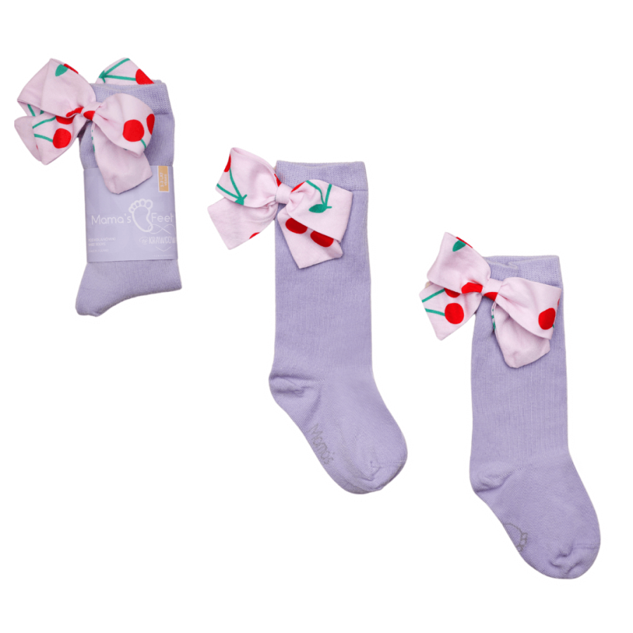 Podkolanówki z kokardką Mon Cheri - Lawendowe / Mama's Feet