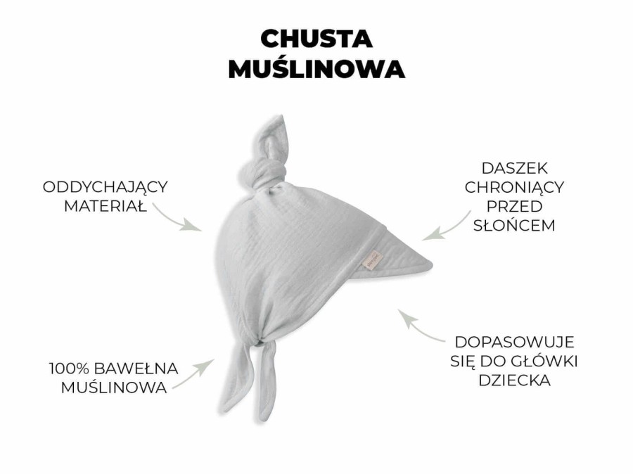 Muślinowa chustka z daszkiem - Ocean Green / Sleepee