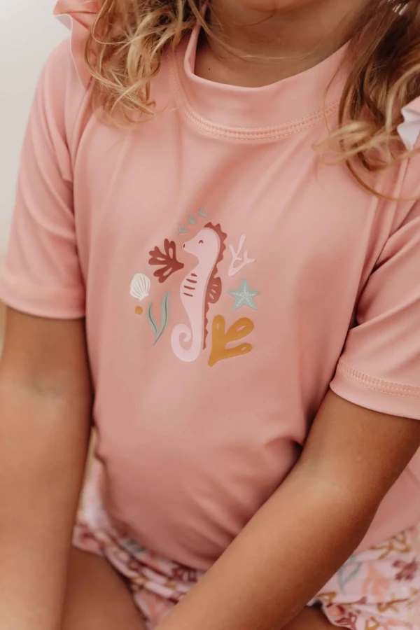 Koszulka do kąpieli z falbankami Seahorse Pink / Little Dutch