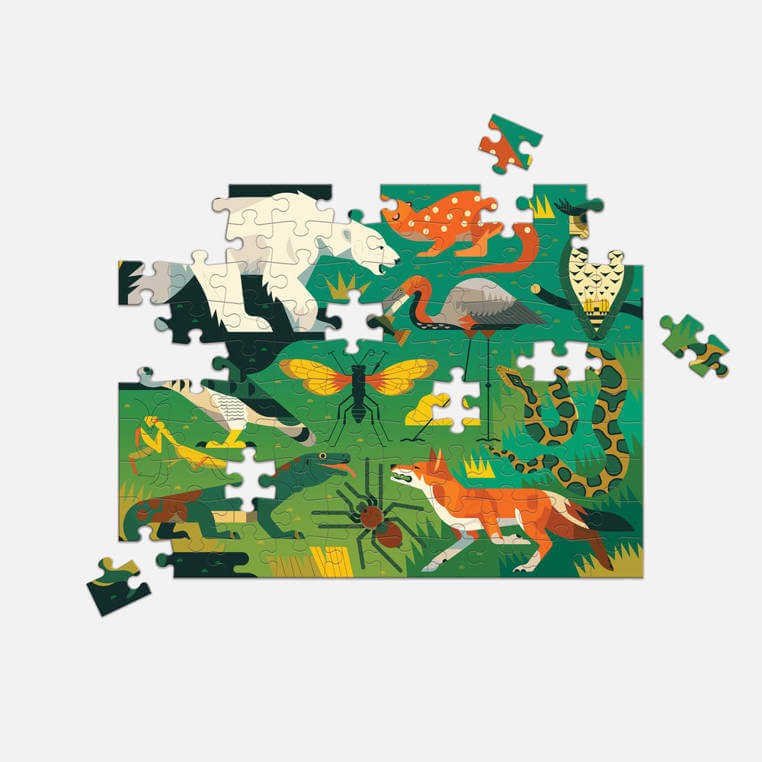 Puzzle dwustronne Drapieżniki lądowe i wodne 100 elementów 6+ / Mudpuppy