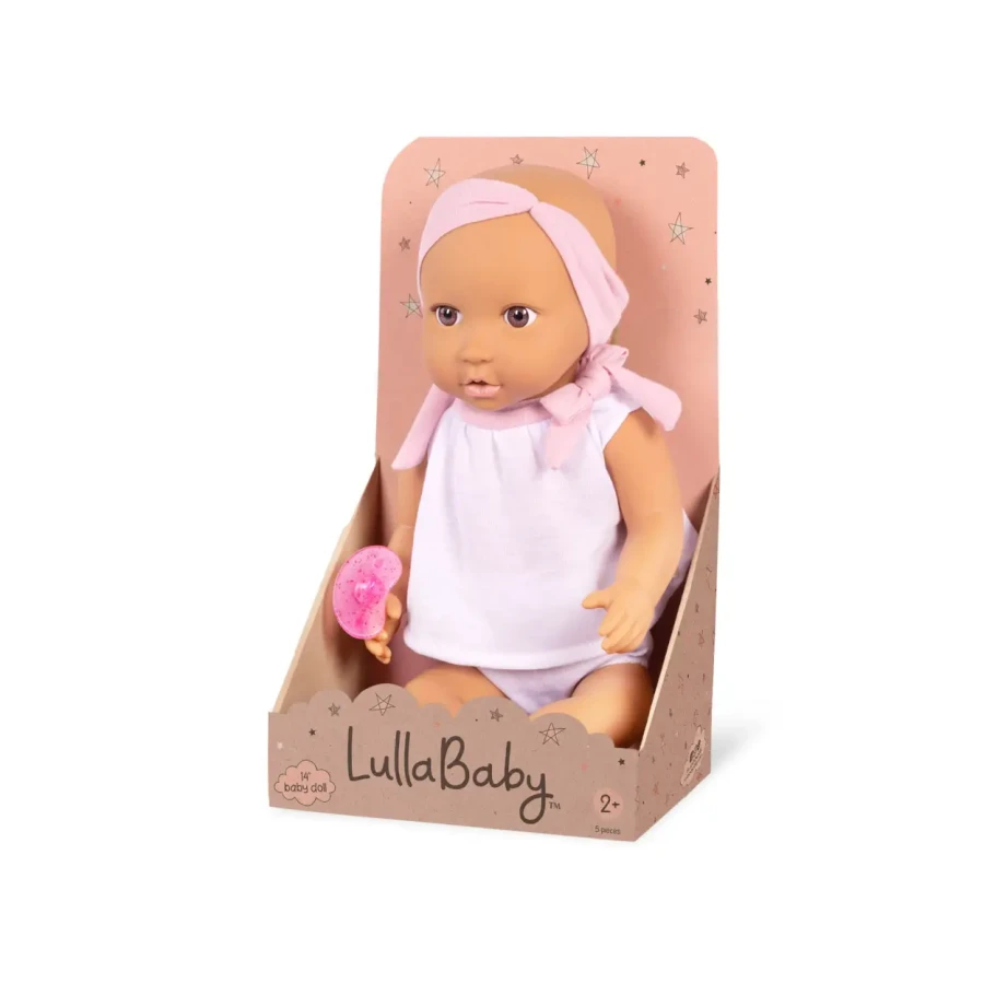 Lalka niemowlę ze smoczkiem, w dwuczęściowym ubranku i opasce / LullaBaby