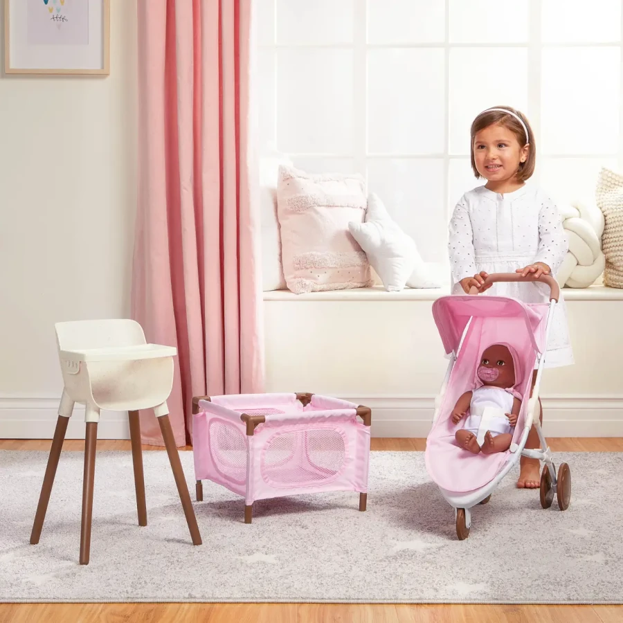 Lalka niemowlę ze smoczkiem, w dwuczęściowym ubranku i opasce, afrykanka / LullaBaby