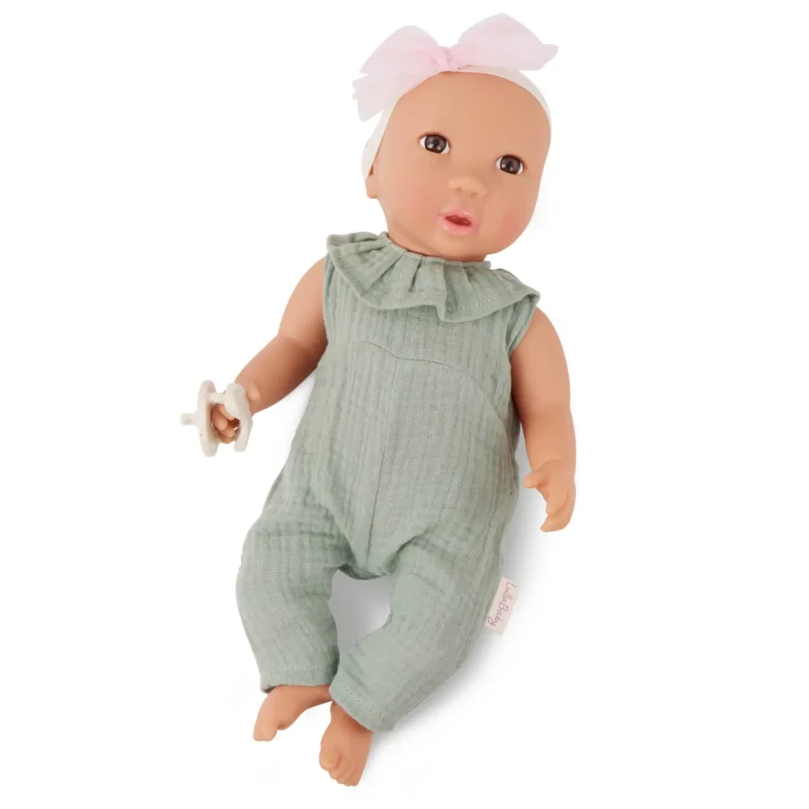 Lalka niemowlę ze smoczkiem, w muślinowym ubranku i opasce / LullaBaby