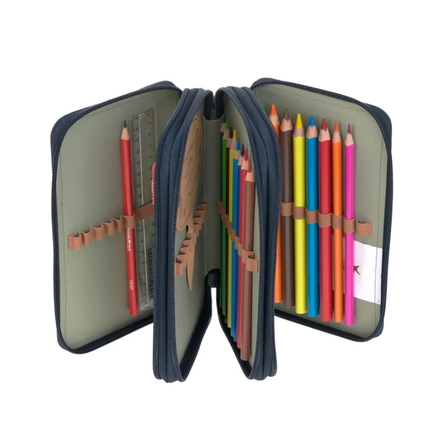 Potrójny piórnik – etui z wyposażeniem Unique, dark blue / Lassig