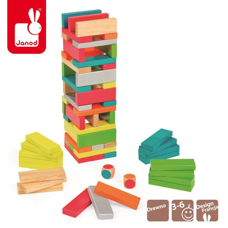Gra Jenga z kolorowymi klockami