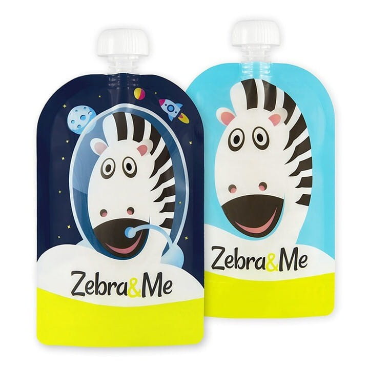 Saszetki do karmienia wielorazowego użytku z wizerunkami zebry